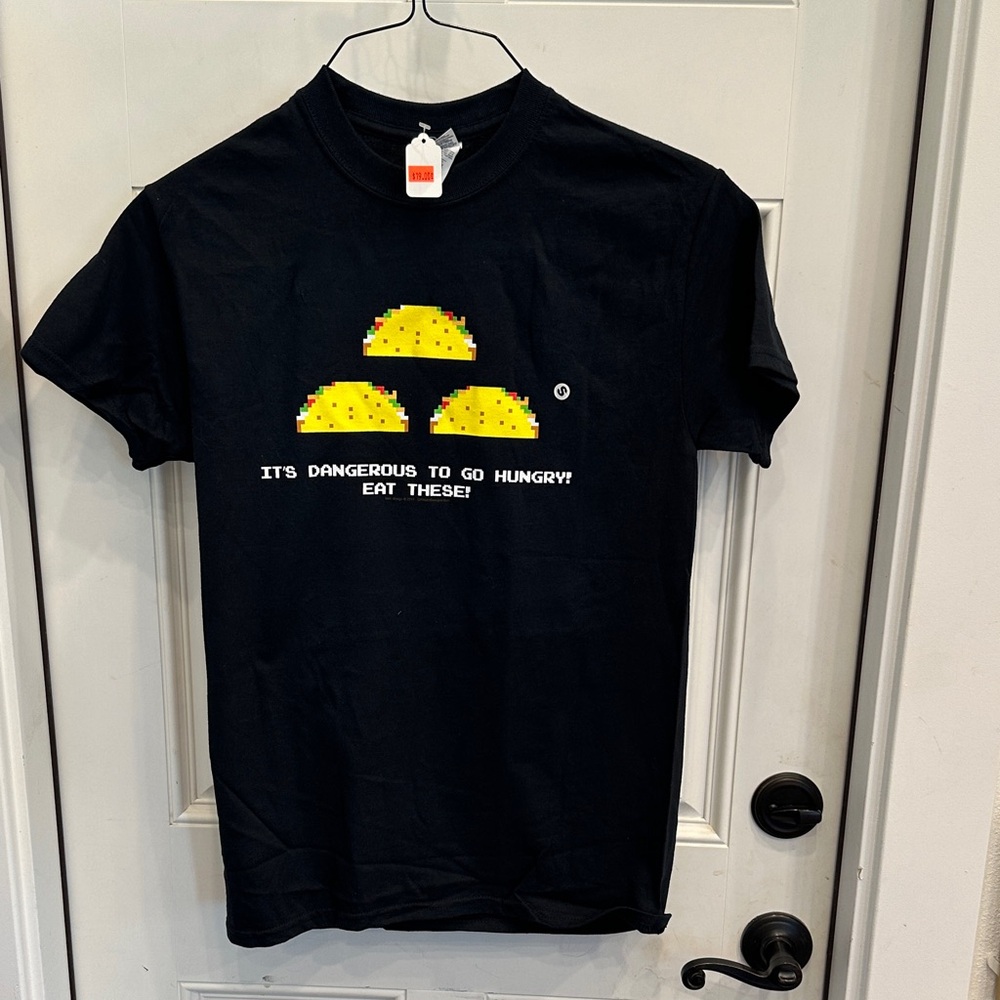 NWT Black Graphic T-Shirt with Taco Design